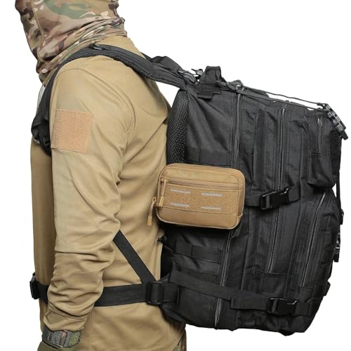 Mini Heavy Duty Tactical Belt Pouch for Men - Small Molle Pouch,Admin Pouch - color: khaki