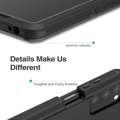 for Samsung Galaxy A03S Case, Heavy Duty Protective Case with [3 in 1] Rugged Rubber Shockproof Protection Cover for Galaxy A03S(Black) - color: Black