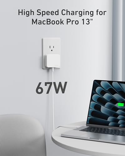 Nekmit 67W Flat USB C Charger Block, 3-Port GaN Fast Wall Charger, USB C Wall Plug for MacBook Pro/Air, iPad, iPhone, Galaxy and More - color: White