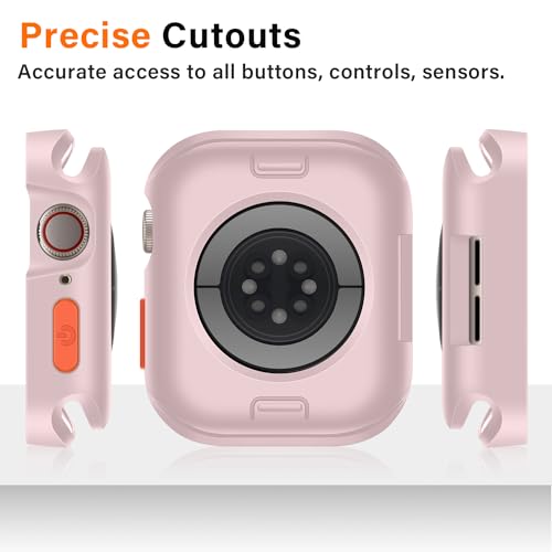 Amizee Rugged Case Compatible with Apple Watch Case Series 9/8/7 41mm SE 3/2/1 Series 6/5/4 40mm, Soft TPU Shockproof Bumper Drop Proof Protective Cover Compatible with iWatch - Pink - color: Pink, size: 40mm/41mm