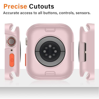 Amizee Rugged Case Compatible with Apple Watch Case Series 9/8/7 41mm SE 3/2/1 Series 6/5/4 40mm, Soft TPU Shockproof Bumper Drop Proof Protective Cover Compatible with iWatch - Pink - color: Pink, size: 40mm/41mm