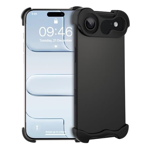 Frameless Phone Case Crafted for iPhone Air Black | Compatible with Lens Camera Protection, Metal Minimalist Design, Extremely Highlighting Personality - color: Aluminum black, size: iPhone Air