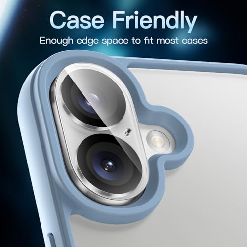 JETech Camera Lens Protector for iPhone 16/16 Plus, 3-Pack | 9H Tempered Glass, HD Clear, Anti-Scratch Protection, Night Shot Compatible, Case-Friendly - size: iPhone 16 / 16 Plus
