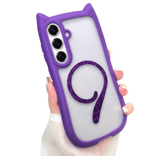 AIGOMARA Cute Case for Samsung Galaxy S26 Plus Case with Cat Ears, Purple | Kawaii Magnetic Kitty Tail Design [Compatible with MagSafe] Clear Aesthetic Drop Proof Phone Cover for Women Girls - color: Purple, size: Samsung Galaxy S26 Plus