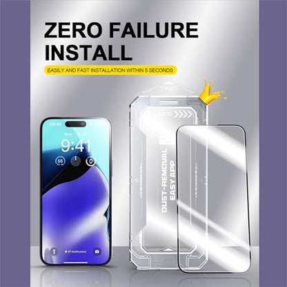 Screen Protector Fit for iPhone 17 Pro/iPhone 16/15/14/13,Auto-Alignment One Touch,Auto Dust-Elimination Install Bubble Free, Tempered Glass Protector,Scratch Resistent (iPhone 16 Pro) - size: iPhone 16 Pro