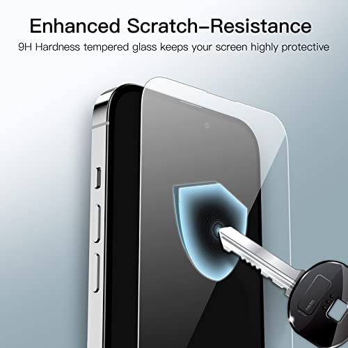 JETech Screen Protector for iPhone 14 Pro, 3-Pack | 9H Tempered Glass, Full Coverage, Scratch Resistant, HD Clear, Case-Friendly - size: iPhone 14 Pro