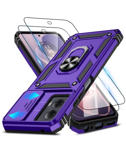 ATUMP for Motorola Moto G Power 5G 2024 Case with Camera Lens Cover & HD Screen Protector(2 Pcs), [10FT Military Grade Drop Protection] Magnetic Ring Holder Protective Cover for Power 2024, Purple - color: Purple, size: Moto G Power 5G 2024 - 6.7 Inch