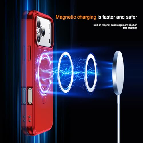 SKYLMW Compatible with iPhone 17 Pro Case with Stand,Red | iPhone 17 Pro Phone Case 6.3",Magnetic Ring Stand,Compatible with MagSafe,Military-Grade Protection,Great Grip Feeling - color: Red, size: Iphone 17 Pro