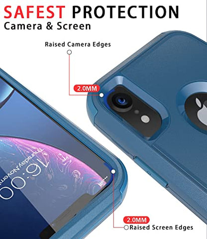Diverbox for iPhone Xr Case [Shockproof] [Dropproof] [Dust-Proof],Heavy Duty Protection Phone Case Cover for Apple iPhone XR - color: Blue-3in1