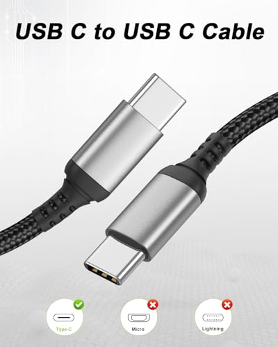 USB C to USB C Cable 3FT, 2-Pack PD 60W C to C Cable Fast Charging - size: 3 FT