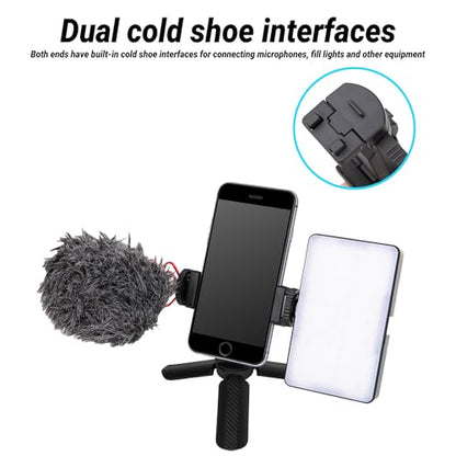 Mini Tripod Phone Stand, Desktop Cell Phone Holder, Lightweight Handheld Tabletop Tripod for Streaming, Video Calls & Photography, Plastic, Black, 1-Pack
