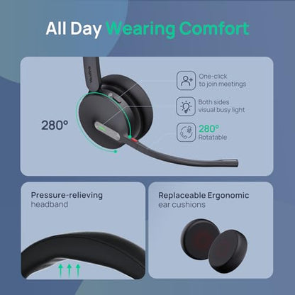 Yealink WH64 Workstation Dual Wireless Headset System with Touchscreen Base, DECT & Bluetooth, 3 Noise-Cancelling Microphones, Speakerphone, Busy Light for Office & Hybrid Work - style: WH64 Workstation Dual Teams