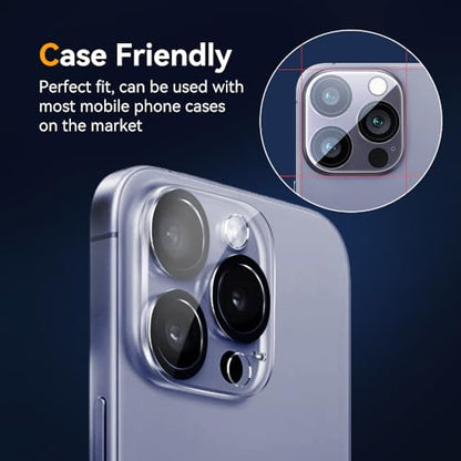 Camera Lens Protector for iPhone 14 Pro 6.1" ＆ iPhone 14 Pro Max 6.7",9H Tempered Glass，Ultra HD, Scratch Resistance Easy to Install，Case Friendly，[Does not Affect Night Shots] 3-Pack - size: iPhone 14 Pro/14 Pro Max