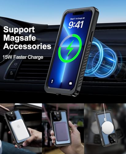 Beeasy for iPhone 13 Pro Max Waterproof Case with Magsafe, IP68 Underwater Military Grade, Phone Case with Shockproof, Dustproof, Rugged 360 Full Body Protection Cover with Built-in Screen Protector - size: iPhone 13 Pro Max (6.7")
