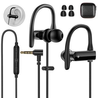 Wired Earbuds 3.5mm 90 Degree Angled Plug EarHook Sport Over Ear Headphones