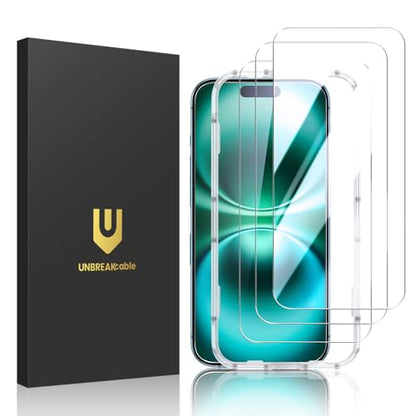 UNBREAKcable 3-Pack Screen Protector for iPhone 16 Plus Tempered Glass - size: iPhone 16 Plus