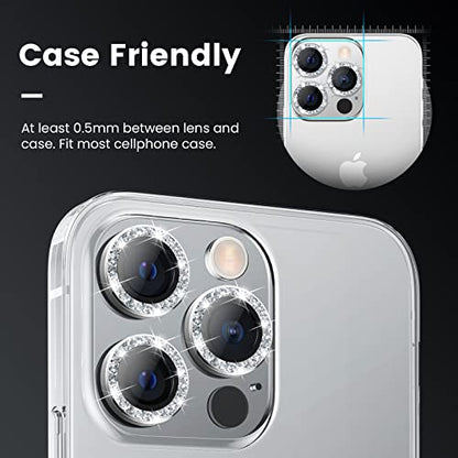 Tensea Bling Camera Lens Protector for iPhone 14 Pro/iPhone 14 Pro Max - color: Glitter Silver