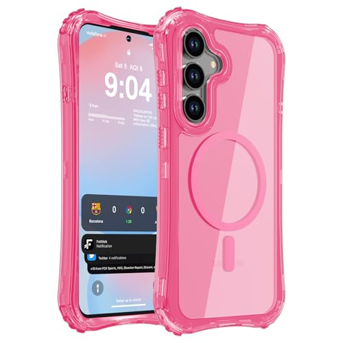 WRJ Magnetic Clear for Samsung Galaxy S26 FE Case,Samsung S25 FE Case [Fit for MagSafe][Military Grade Drop Protection] Translucent Shockproof Protective Phone Case-Hot Pink - color: Hot Pink, style: Transparent