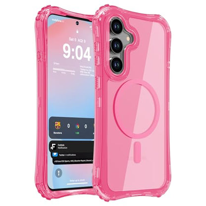 WRJ Magnetic Clear for Samsung Galaxy S26 FE Case,Samsung S25 FE Case [Fit for MagSafe][Military Grade Drop Protection] Translucent Shockproof Protective Phone Case-Hot Pink - color: Hot Pink, style: Transparent