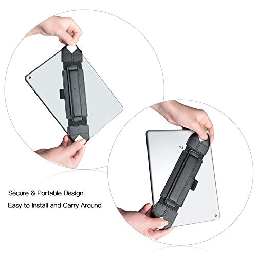 joylink iPad Hand Holder Strap with Pen Loop and 360° Swivel Leather Handle Grip Elastic Belt, Compatible with iPad Air, iPad Pro, Samsung and Nexus, 10.1 Inch Tablets, Black Upgrade Version
