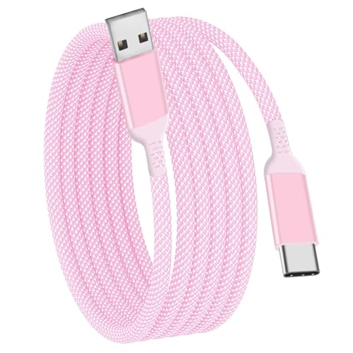 USB C Cable 15FT, Extra Long USB-A to USB-C Cable Braided Pink - color: Pink, size: 15FT