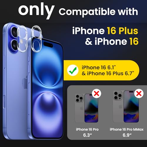 3PCS Rear Back Camera Lens Protector Tempered Glass for iPhone 17/16/16 Plus - HD Clear Full Coverage Guard - color: for iPhone 17 & iPhone 16/16 Plus