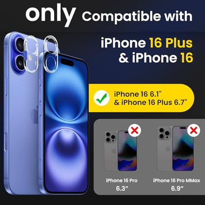 3PCS Rear Back Camera Lens Protector Tempered Glass for iPhone 17/16/16 Plus - HD Clear Full Coverage Guard - color: for iPhone 17 & iPhone 16/16 Plus