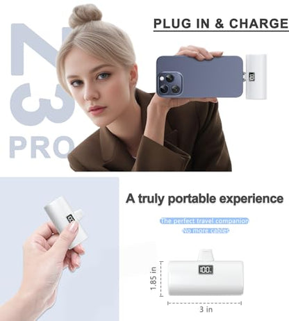 6000mAh USB-C Portable Charger,Power Bank for iPhone 18 Pro/17/16