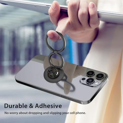 Phone Grip, Phone Ring Holder Finger Kickstand, Foldable & Adjustable Double Metal Cell Phone Rings Gripper Stand for iPhone Samsung &Other Phones - Sparkle Black - color: Sparkle Black
