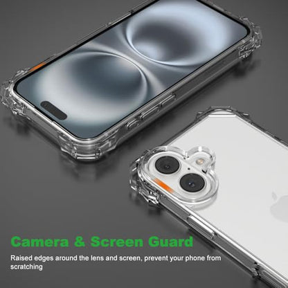 for iPhone 16 Crystal Clear Case with Detachable Adjustable Crossbody Strap, Slim Fit Shockproof Protective Phone Case with Anti-Lost Shoulder Neck Lanyard 6.1" 2024 - size: iPhone 16