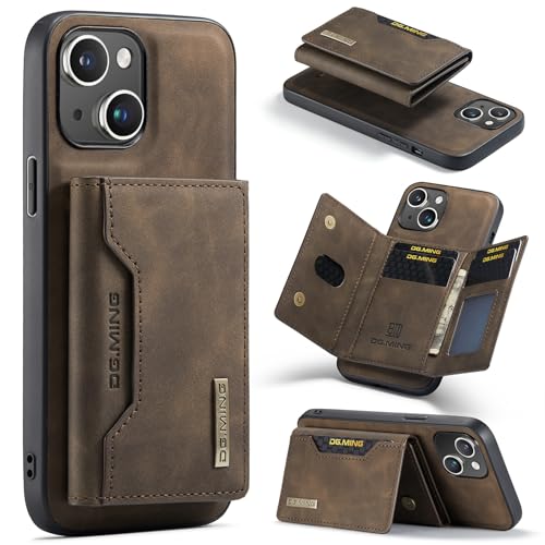 Leather Wallet Phone Cases Compatible with iPhone 15 Case with Card Holder Men 6.1'' 2 in 1 Detachable Back Cover (Coffee, IP 15) - color: Coffee, size: IP 15