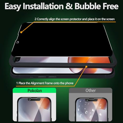 Pokolan 3 Pack Privacy Screen Protector for iPhone 14 Tempered Glass Film - size: iPhone 14