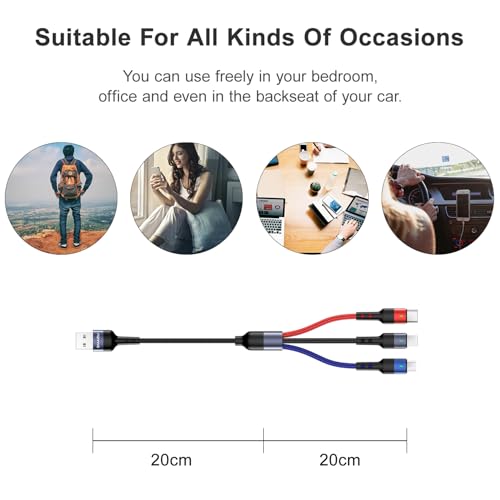 USAMS Multi USB Cable 1ft 2Pack Short 3 in 1 Charging Cable - size: 1FT