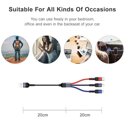 USAMS Multi USB Cable 1ft 2Pack Short 3 in 1 Charging Cable - size: 1FT