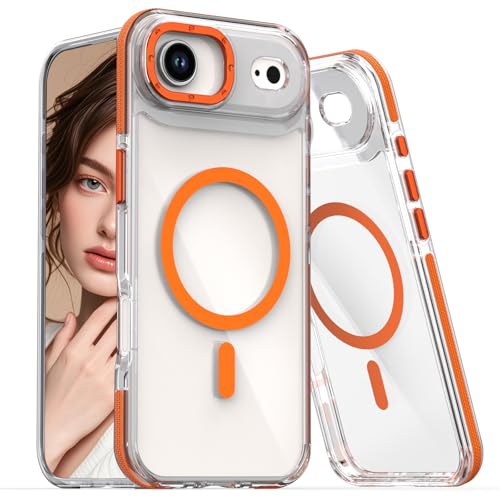 CCSmall for Apple iPhone Air Case Clear with Magnetic Ring XC Orange | Thin Slim Anti Yellowing Transparent Crystal Cover, TPU Military Grade Shockproof Phone Case for iPhone Air - color: Orange, size: iPhone Air