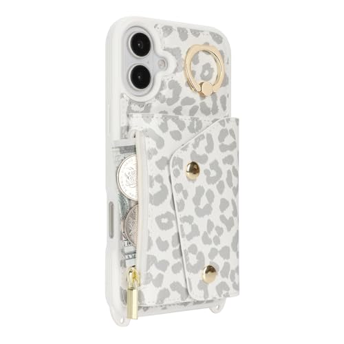 Lipvina Crossbody Wallet Case for iPhone 16 Plus,White Leopard - color: 03-White Leopard, size: iPhone 16 Plus 6.7"