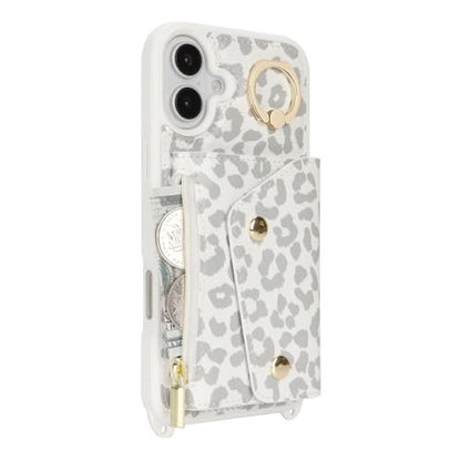 Lipvina Crossbody Wallet Case for iPhone 16 Plus,White Leopard - color: 03-White Leopard, size: iPhone 16 Plus 6.7"