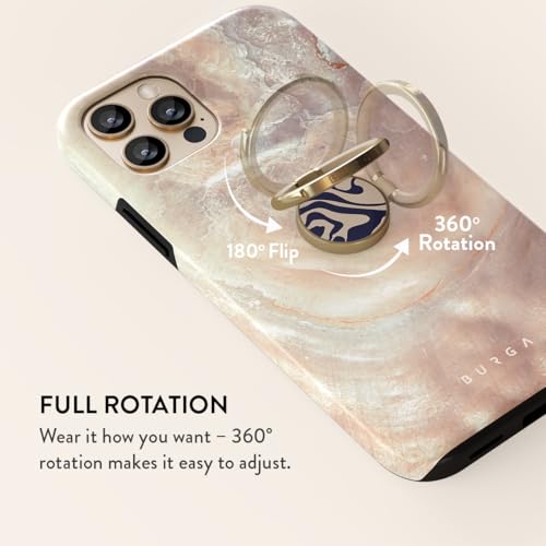 BURGA Cell Phone Ring, Holder Grip and Stand - Finger Phone Grip for Back of Smartphone Case, Kickstand 360 Rotation, Universal Ring for iPhone Samsung Galaxy Huawei Google Pixel, Stylish Accessories - color: Vigilant, style: Gold