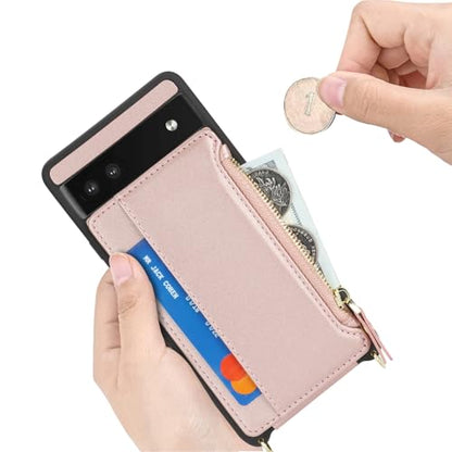 Cavor Compatible with Google Pixel 6a Case Wallet, Rose Gold - color: Rose gold, size: Google Pixel 6a