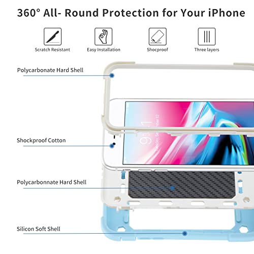 MARKILL Compatible with iPhone 8 Plus/6 Plus Case,iPhone 7 Plus case/iPhone 6S Plus Case 5.5 Inch with Ring Stand, Heavy-Duty Military Grade Shockproof Phone Cover. - color: Ice Blue, size: iPhone 8 Plus/iPhone 7 Plus/6S Plus/6 Plus 5.5"