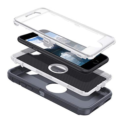 I-HONVA for iPhone SE 2022/2020 Case Built-in Screen Protector Shockproof Dust/Drop Proof 3 in 1 Full Body Rugged Heavy Duty Cover for Apple iPhone SE 3rd/2nd Gen 4.7, Grey - color: Grey/White