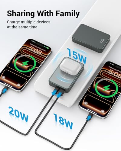 Magnetic Portable Charger for Magsafe Power Bank, 26800mAh 20W PD Large Capacity Aluminum Alloy USB-C in&Out Wireless Fast Charging Battery Pack for iPhone 17Pro Max/16/15/14/13/12 Series, Gray - color: Gray