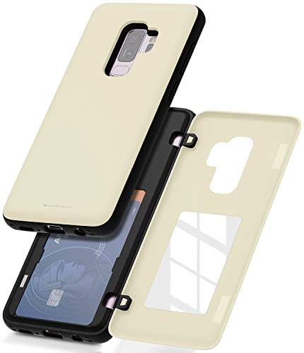 GOOSPERY Magnetic Door Bumper Compatible with Galaxy S9 Plus, Card Holder Wallet Case Easy Magnet Auto Closing Protective Dual Layer Sturdy Phone Back Cover - Navy - color: White, size: Galaxy S9 Plus