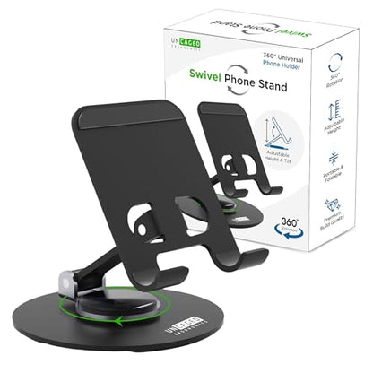 Uncaged Ergonomics Adjustable/Foldable Swivel Phone Stand for Desk (Black) - color: Black