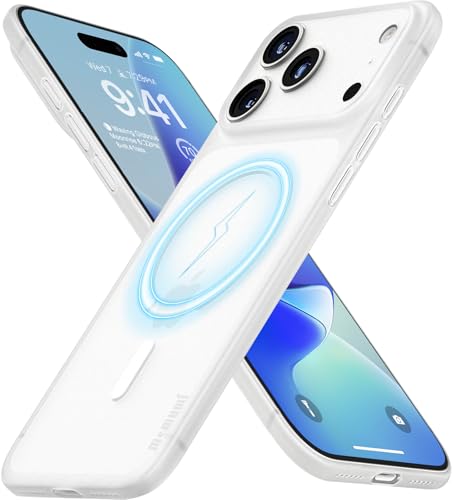 memumi Magnetic for iPhone 17 Pro Max Thin Case, Lightweight 0.3mm with Camera Full Protection for iPhone 17 Pro Max Magnetic Case Compatible with Mag-Safe in Minimalist, White - color: White