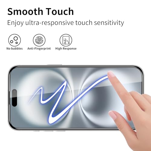 3 Pack Tempered Glass Screen Protector for iPhone 17 + 3 Pack Camera Lens Protector, 9H Hardness, HD Clear, Scratch Resistant, Case Friendly, Easy Install - size: iPhone 17