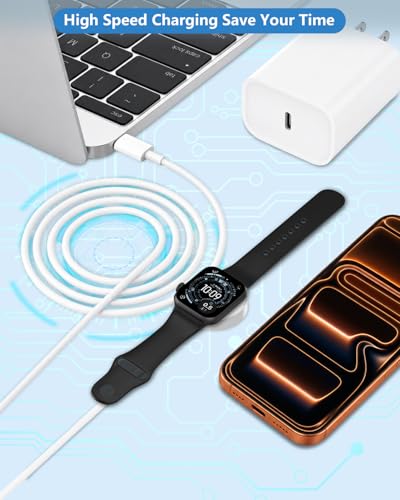 Apple MFi Certified Apple Watch Charger Fast Charging, 6FT Magnetic Charger - color: Seashell White