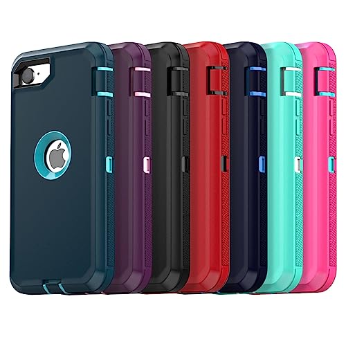 AICase for iPhone SE Case 3rd & 2nd Generation, for iPhone SE 2022/2020 Built-in Screen Protector Heavy Duty Protective Shockproof 3-Layer Full Body Rugged Phone Cover, Red/Black - color: Red/black
