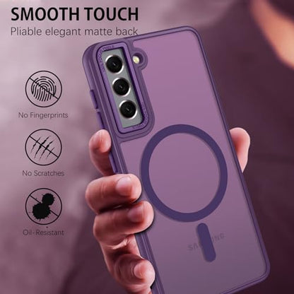 GUAGUA for Samsung Galaxy S21 5G Case Magnetic Cases Translucent Matte Back Slim Shockproof Protective Phone Case for Samsung S21 6.2 Inch for Men Women, Dark Purple - color: Dark Purple