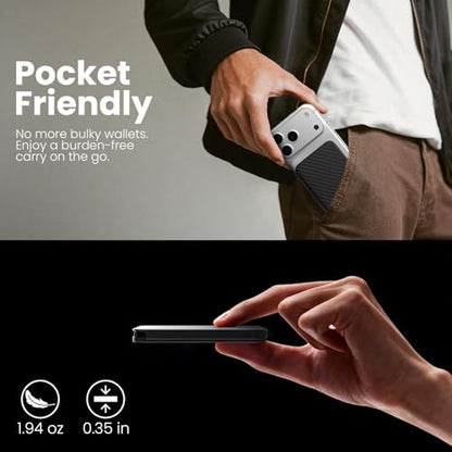 Nillkin FiberMate MagSafe Phone Wallet, RFID Blocking, Adjustable Stand - color: Black